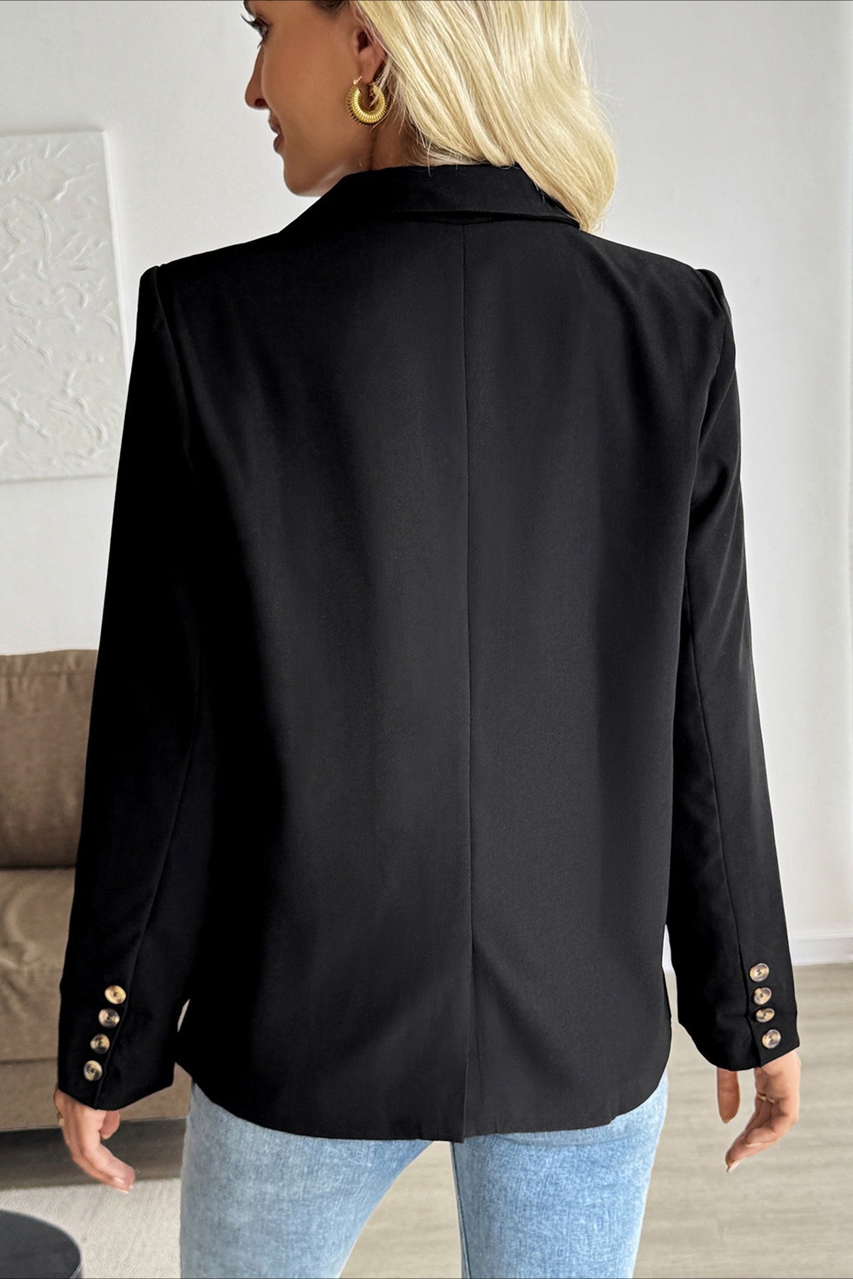 Relaxed Double-Breasted Office Blazer