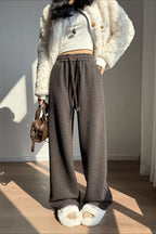 Wool-Blend Knit Pants with Fleece Lining