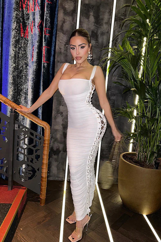 Slim-Fit Cutout Lace-Up Dress