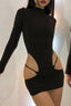 Cutout Geometric-Print Dress with Bodycon Fit