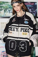 Vintage-Inspired Polyester Jacket with Foldover Collar