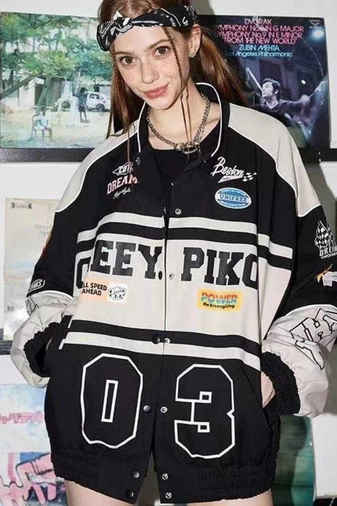 Vintage-Inspired Polyester Jacket with Foldover Collar