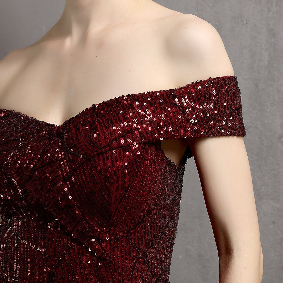 Glitter Dress with Off-Shoulder Neckline