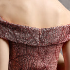 Glitter Dress with Off-Shoulder Neckline