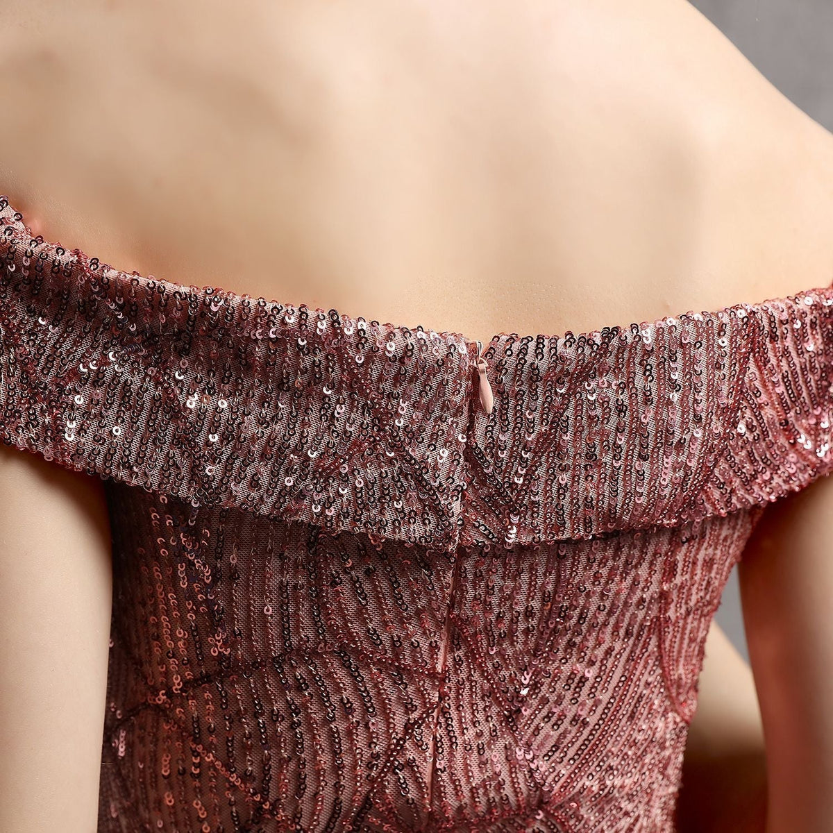 Glitter Dress with Off-Shoulder Neckline