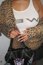 Animal-Print Leopard-Print V-Neck Cardigan