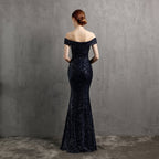 Glitter Dress with Off-Shoulder Neckline