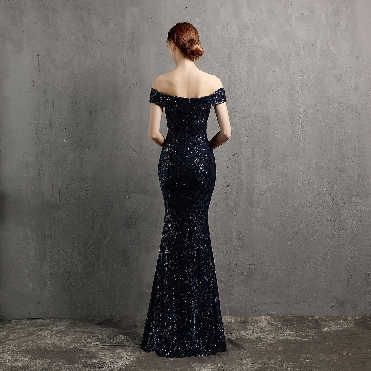 Glitter Dress with Off-Shoulder Neckline