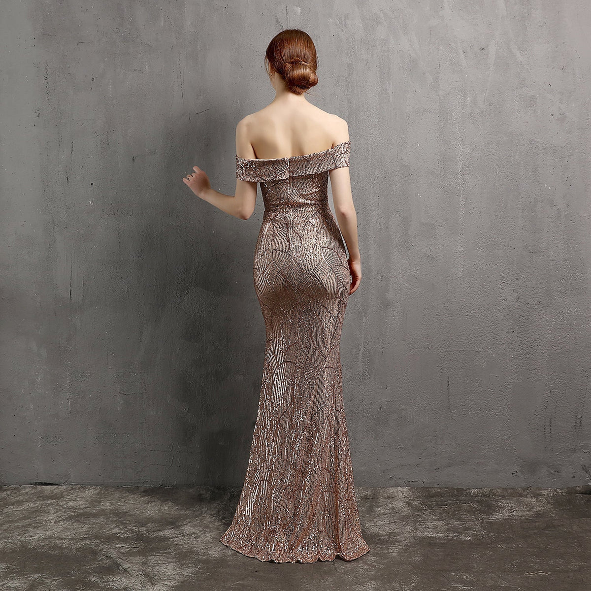 Glitter Dress with Off-Shoulder Neckline
