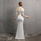 Glitter Dress with Off-Shoulder Neckline