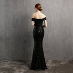 Glitter Dress with Off-Shoulder Neckline