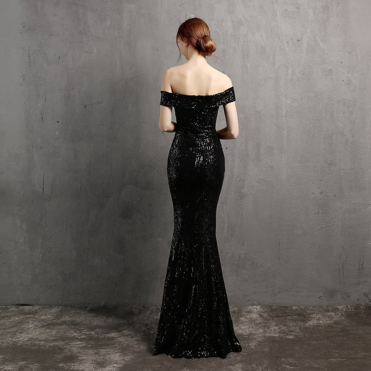 Glitter Dress with Off-Shoulder Neckline