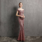 Glitter Dress with Off-Shoulder Neckline
