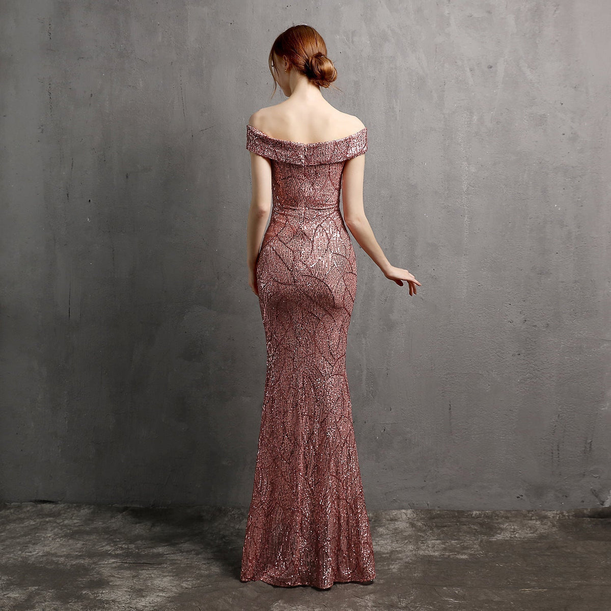 Glitter Dress with Off-Shoulder Neckline