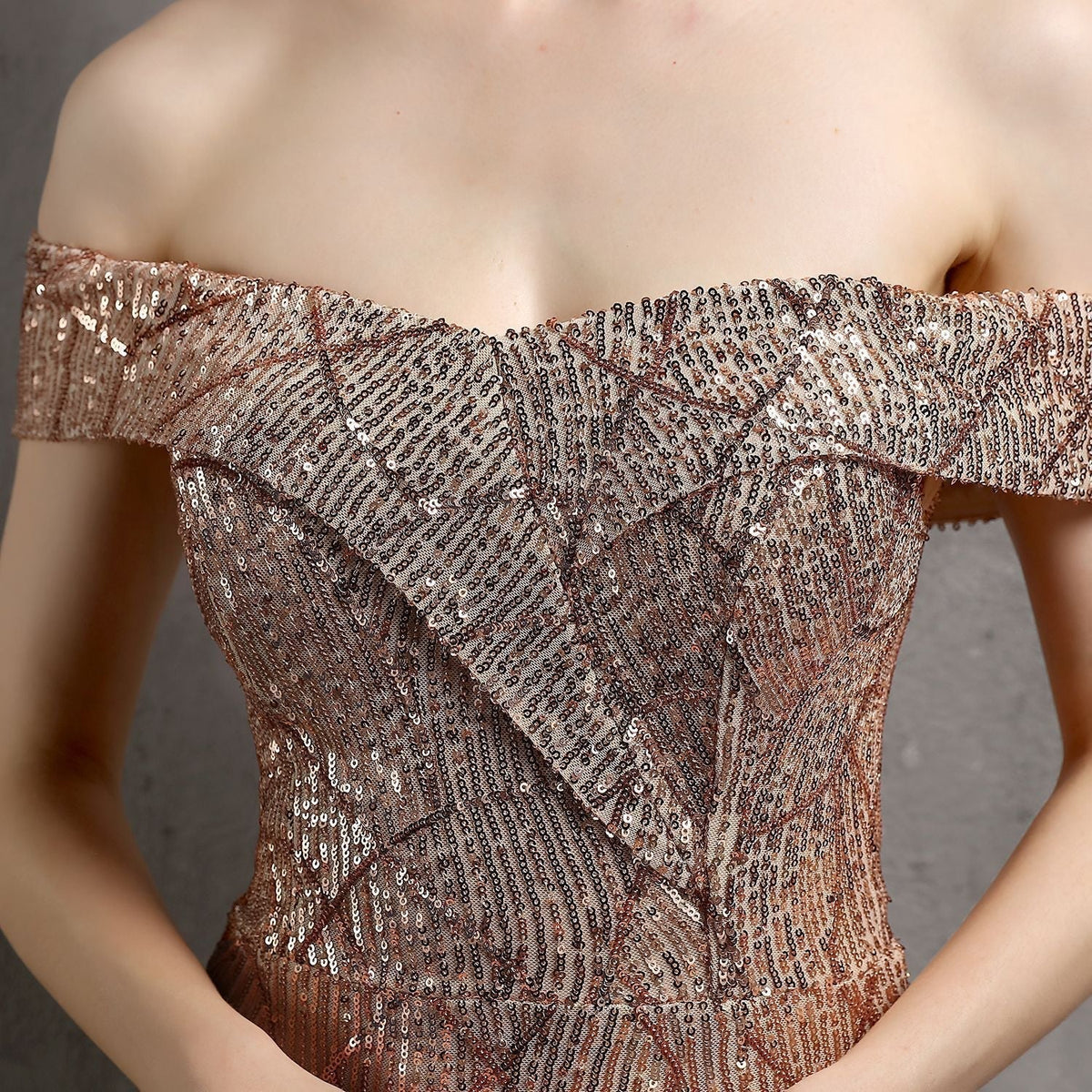 Glitter Dress with Off-Shoulder Neckline