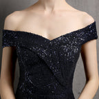 Glitter Dress with Off-Shoulder Neckline
