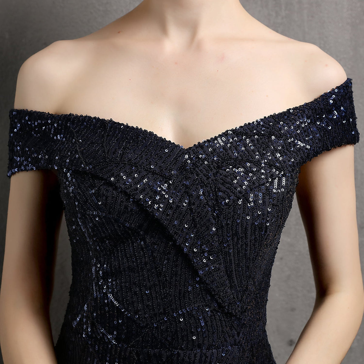 Glitter Dress with Off-Shoulder Neckline
