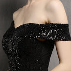Glitter Dress with Off-Shoulder Neckline