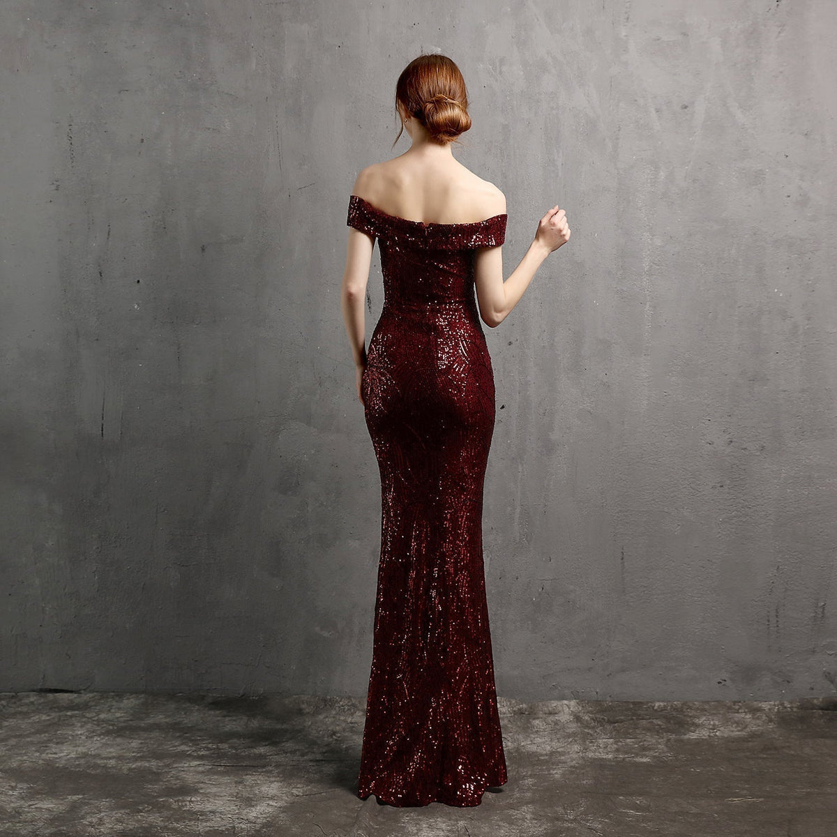 Glitter Dress with Off-Shoulder Neckline