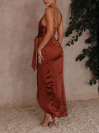 Halter Midi Dress with Strap Details