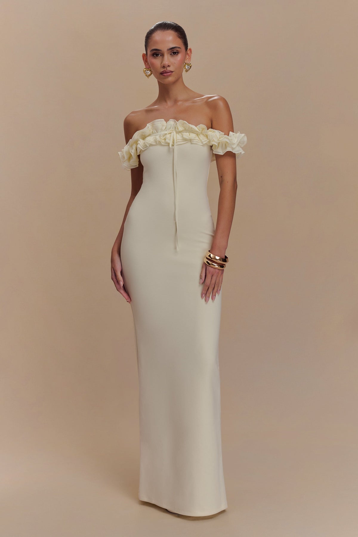 Chiffon Polyester Maxi Dress with Jersey Fabric