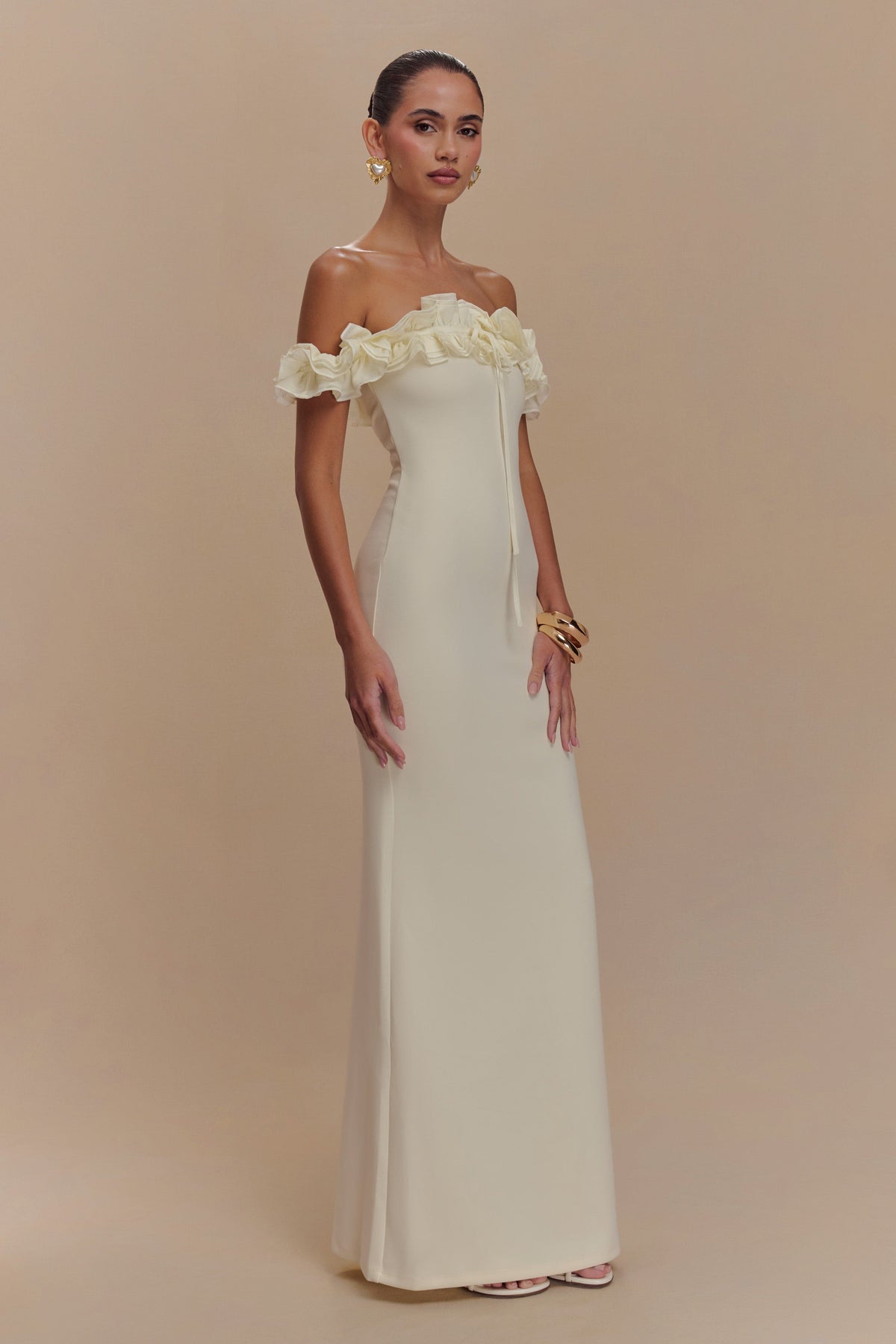 Chiffon Polyester Maxi Dress with Jersey Fabric