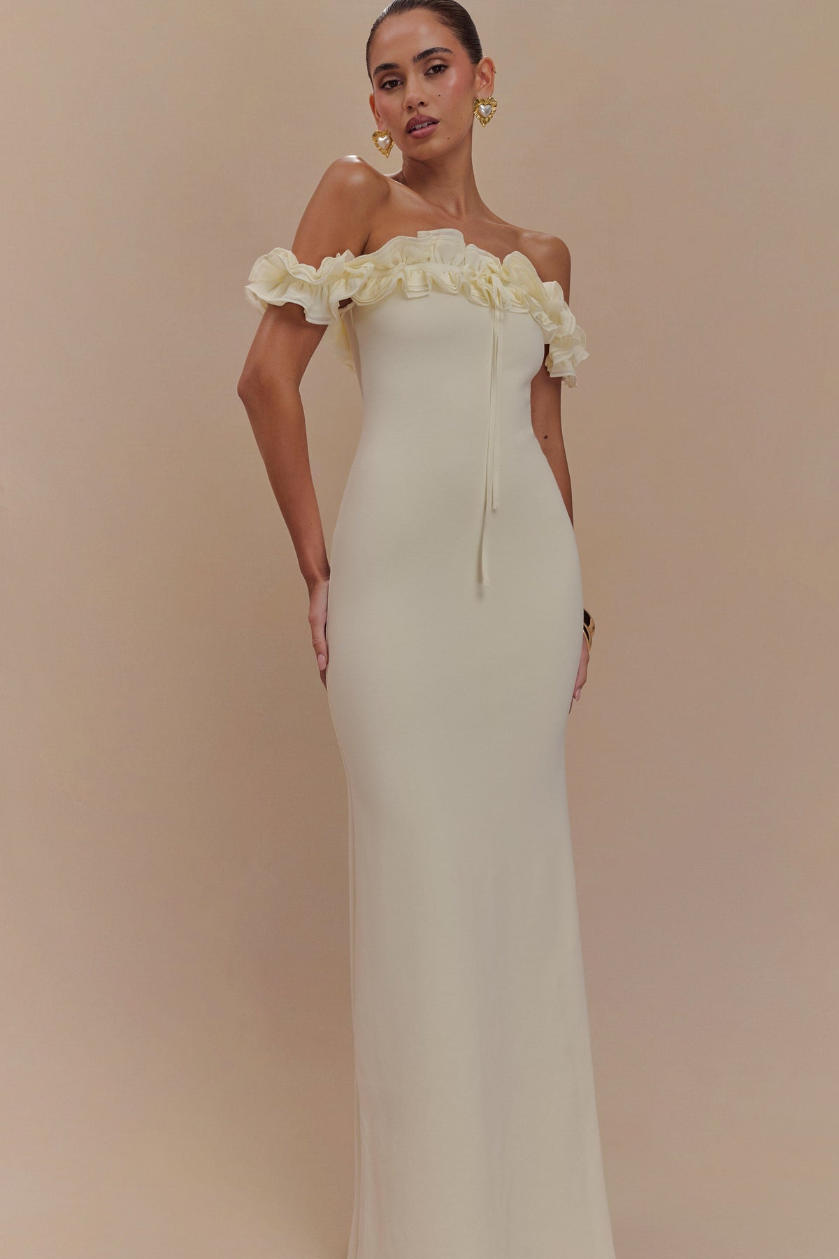 Chiffon Polyester Maxi Dress with Jersey Fabric