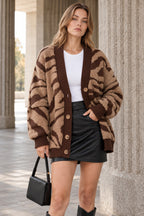 Plus Size Leopard Knit Cardigan