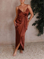 Halter Midi Dress with Strap Details