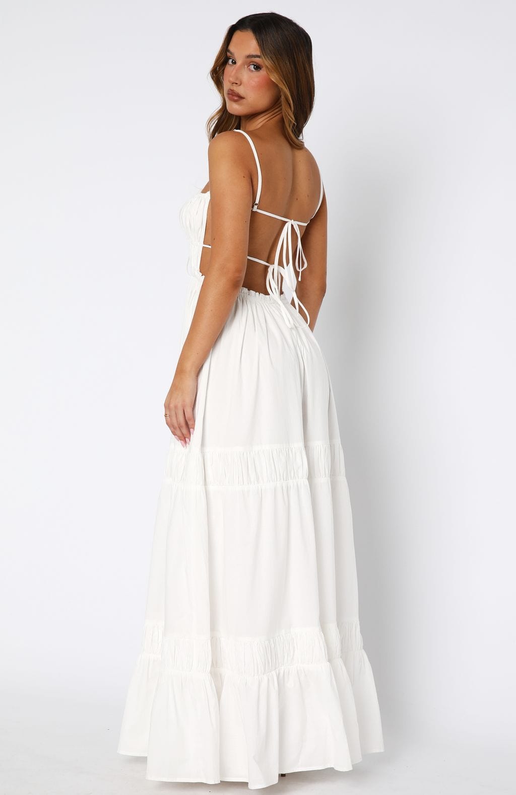 Cotton Maxi Dress with Ruching