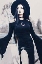 Sheer Gothic Dress with Flared Sleeves