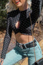 Polka-Dot Black-and-White Cropped Top with Slim Fit