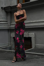 Floral Maxi Dress with Open Back
