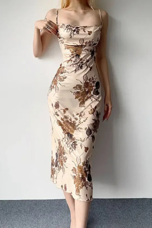 Floral Silk Maxi Dress with Bow Details Main image