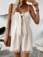 Polyester Romper with Sweetheart Neckline