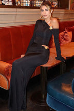 High-Rise One-Shoulder Metal-Detail Skirt Set
