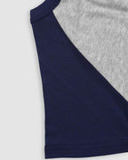 Colorblock Cotton Lapel Cropped Top