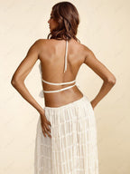 Pleated Maxi Skirt with Drawstring Detail