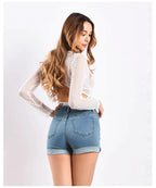 High-Rise Cotton Jeans with Zip Detail