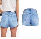 Denim High-Rise Shorts with Pearl Details