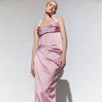 Satin Cowl-Neck Maxi Dress