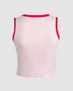 Cotton Stretch-Blend Sleeveless Tank Top