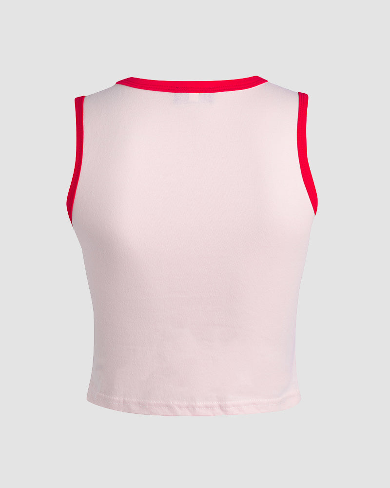 Cotton Stretch-Blend Sleeveless Tank Top
