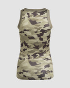 Camo-Print Polyester Tank Top with Sleeveless Cut