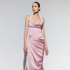 Satin Cowl-Neck Maxi Dress