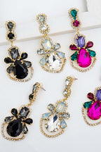 Cutout Drop Earrings with Rhinestone Details