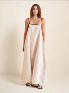 Contrast-Detail Dress with Cami Straps
