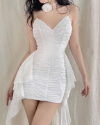 Rose-Detail Polyester Dress with Cami Straps