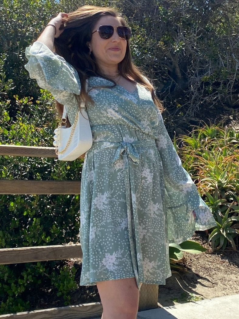Floral Polyester Dress with Wrap Detail