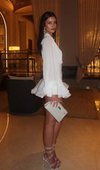 Short Silk Dress with Lantern Sleeves